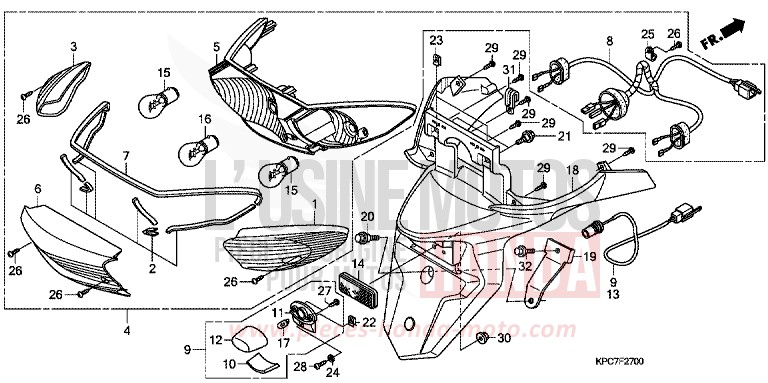 TAILLIGHT for Varadero 125 SPANGLE SILVER METALLIC (NHA49) from 2009